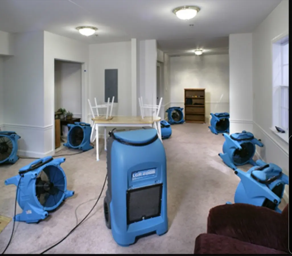 Air movers and dehumidifier setup for Water Extraction & Removal in Minneapolis